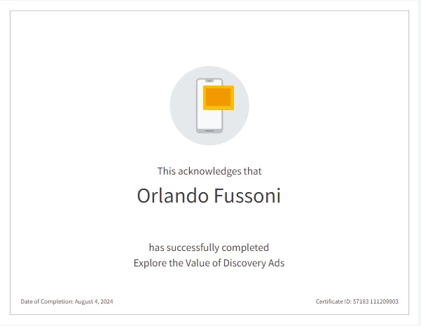 Explore the Value Discovery Ads Certification Orlando Fussoni