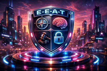 Sello de confianza y calidad E.E.A.T. para contenido digital.