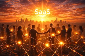 Construyendo una Red de Autoridad Una red de nodos interconectados que representa una estrategia de link building para SaaS.