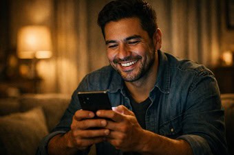 Una persona navegando en un sitio web optimizado para móviles, reflejando el concepto de Mobile-First Indexing.