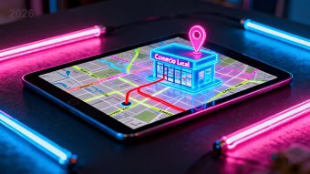 Un mapa digital en una tableta mostrando la ubicación de un negocio local.