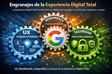 Engranajes de la Experiencia Digital Total Sinergia de la Experiencia Digital Total: UX, Rendimiento y Seguridad.