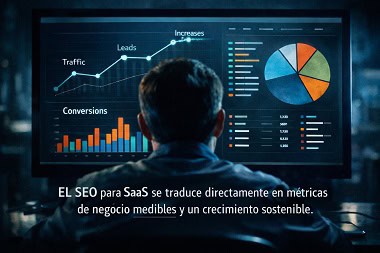 Dashboard de análisis de datos que ilustra el crecimiento del negocio gracias a una estrategia de SEO para SaaS.