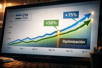 Gráfico mostrando el exitoso aumento del CTR y del tráfico orgánico tras la optimización.