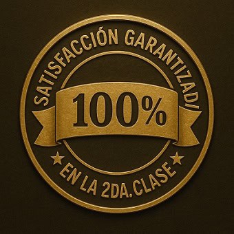 garantia-de-satisfaccion-curso-seo-seo-evolve Sello dorado de garantía del 100% de satisfacción para el curso SEO para emprendedores, con la promesa de devolución en la segunda clase.