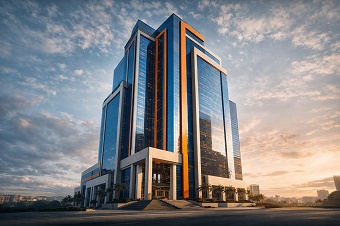  Imponente edificio corporativo construido por una constructora líder en México, demostrando su capacidad para proyectos a gran escala.