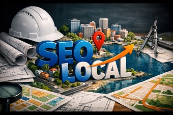 Planos de un proyecto de construcción desplegados sobre un mapa de una ciudad en México, simbolizando la estrategia de SEO Local.