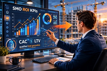 CEO de una empresa SaaS analizando un dashboard de métricas de marketing en su ordenador portátil.