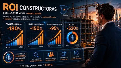 Gráfico comparativo de métricas de ROI para empresas constructoras en España.