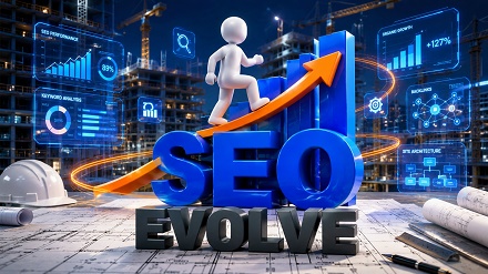 Arquitecto revisando un plano que se transforma en una estrategia de contenido digital para una empresa constructora en España.