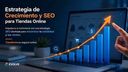 Gráfico de crecimiento de ventas online con flecha ascendente, simbolizando el éxito del SEO para tiendas online.