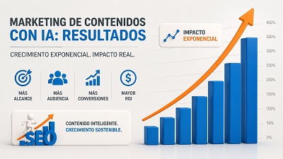 crecimiento-b2b-con-ia Gráfico de crecimiento exponencial con una flecha ascendente, simbolizando el impacto del marketing de contenidos con IA.