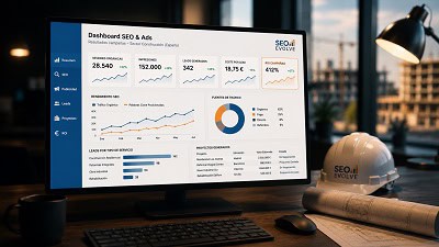 estrategias-seo-publicidad-constructoras Pantalla mostrando resultados de campañas de SEO y publicidad online para empresas constructoras en España.