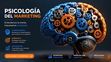 power-words-psicología-marketing lustración de un cerebro con engranajes.