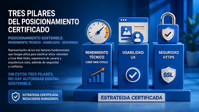tres-pilares-posicionamiento-google-core-web-vitals-ux-seguridad Tres pilares del posicionamiento certificado: rendimiento técnico Core Web Vitals, usabilidad UX y seguridad HTTPS